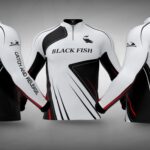Camisa de pesca Black Fish team - Na cor Branco e Preto