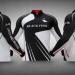 Camisa de pesca Black Fish team - Na cor Preto e Branco